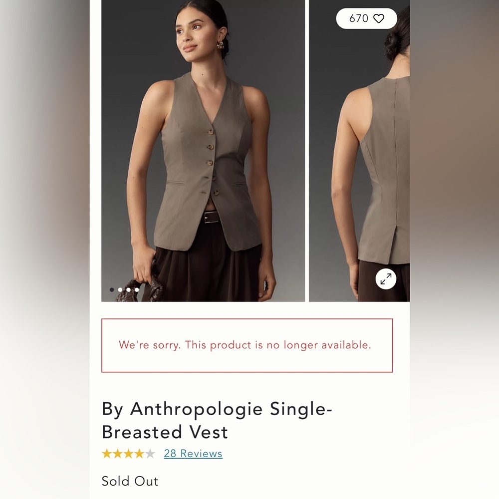 Anthropologie Olive Green Button Single Breasted Vest Size M EUC Sold Out 90s